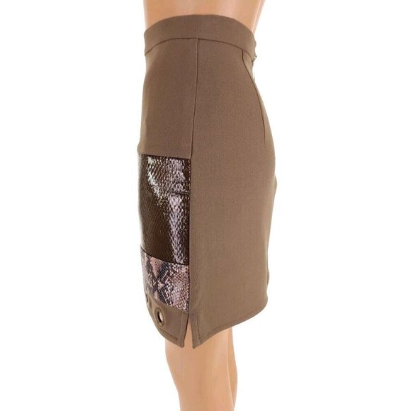 Elisabetta Franchi Reptile Panel Mini Skirt 40 US 4 S Brown NWT - Picture 4 of 13
